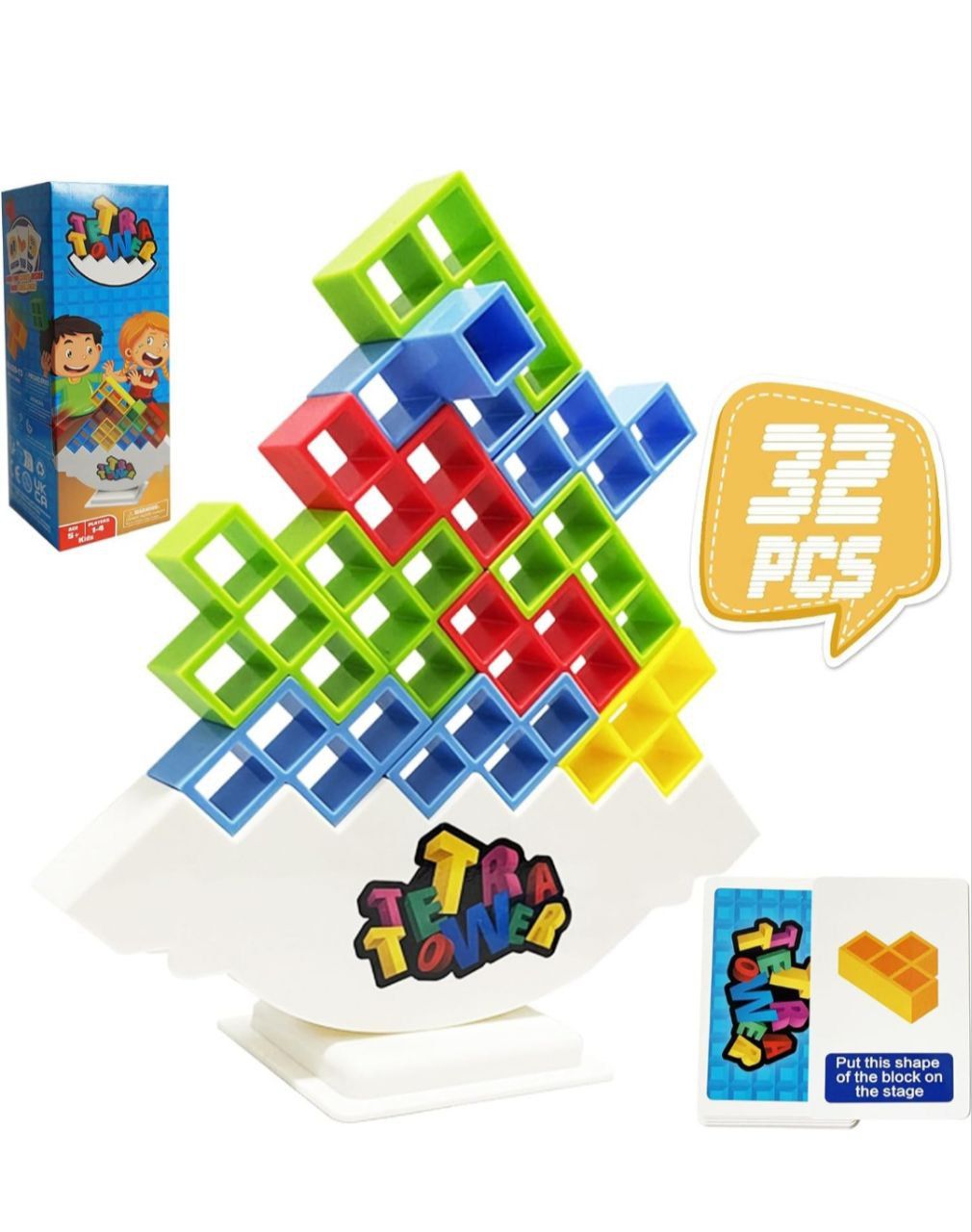Tetra Tower for Adults - Stacking Game 64 Pieces