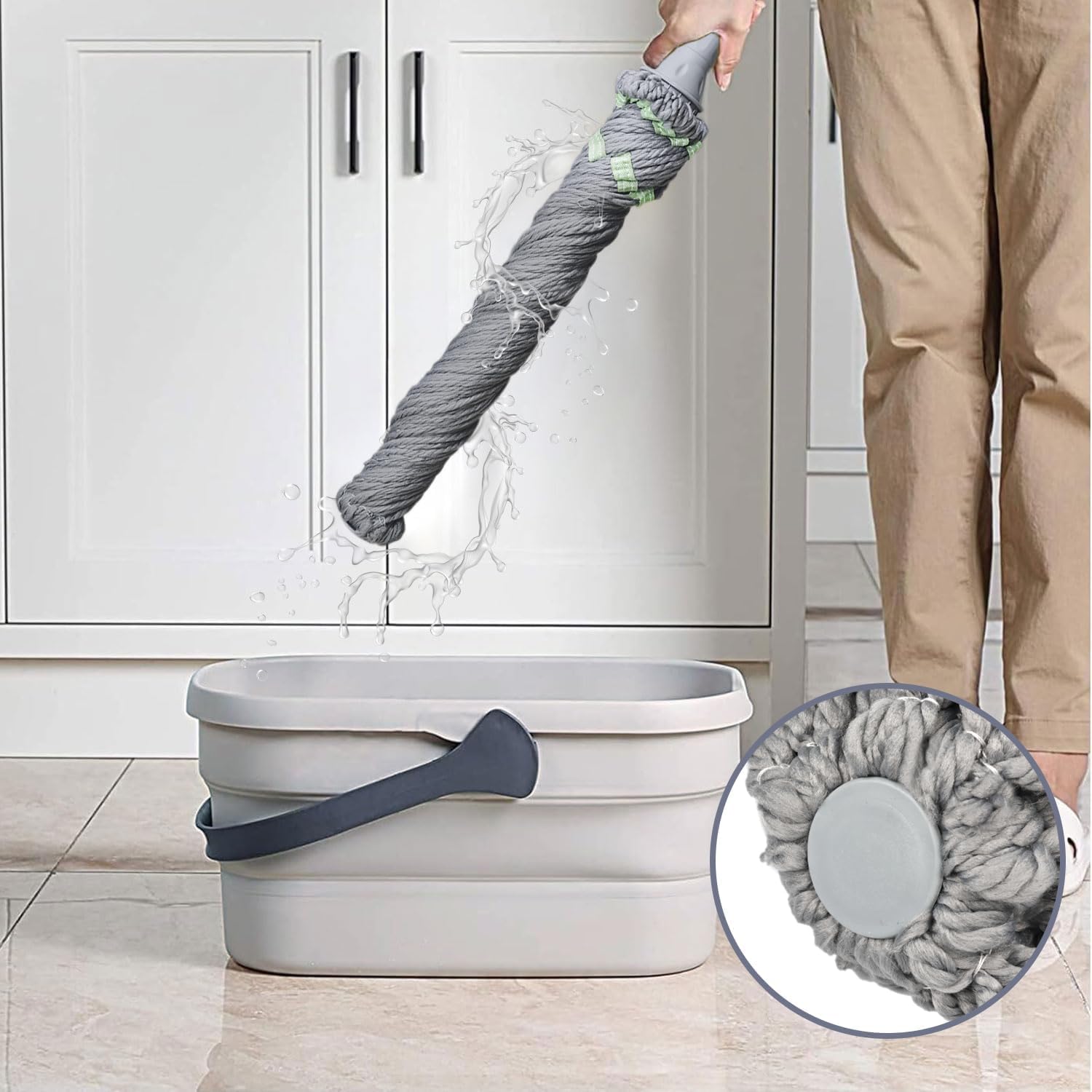 Self Wringing Mop for Floor Cleaning - Floor Mops for Cleaning, Mop with Wringer, Twist Mop Microfiber Washable Heads, Floor Mops Self Wringing for Home, Office, Cleaning