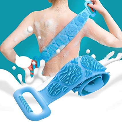 Silicone Body Back Scrubber Big Size , Double Side Bathing Brush for Skin Deep Cleaning Massage, Dead Skin Removal Exfoliating Belt for Shower, Lathers Well for Men & Women