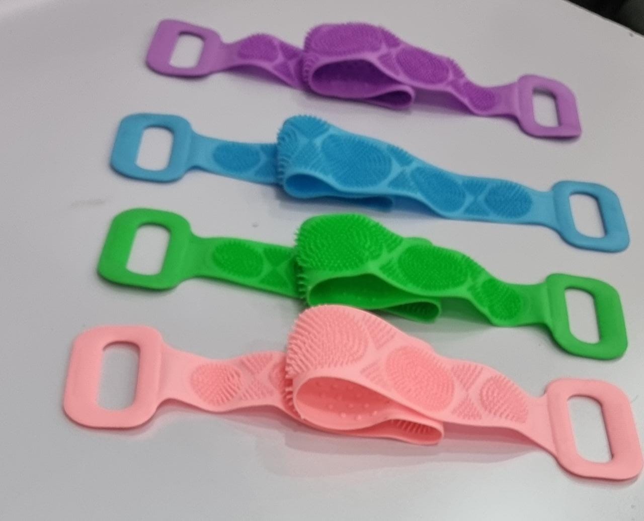 Silicone Body Back Scrubber Big Size , Double Side Bathing Brush for Skin Deep Cleaning Massage, Dead Skin Removal Exfoliating Belt for Shower, Lathers Well for Men & Women