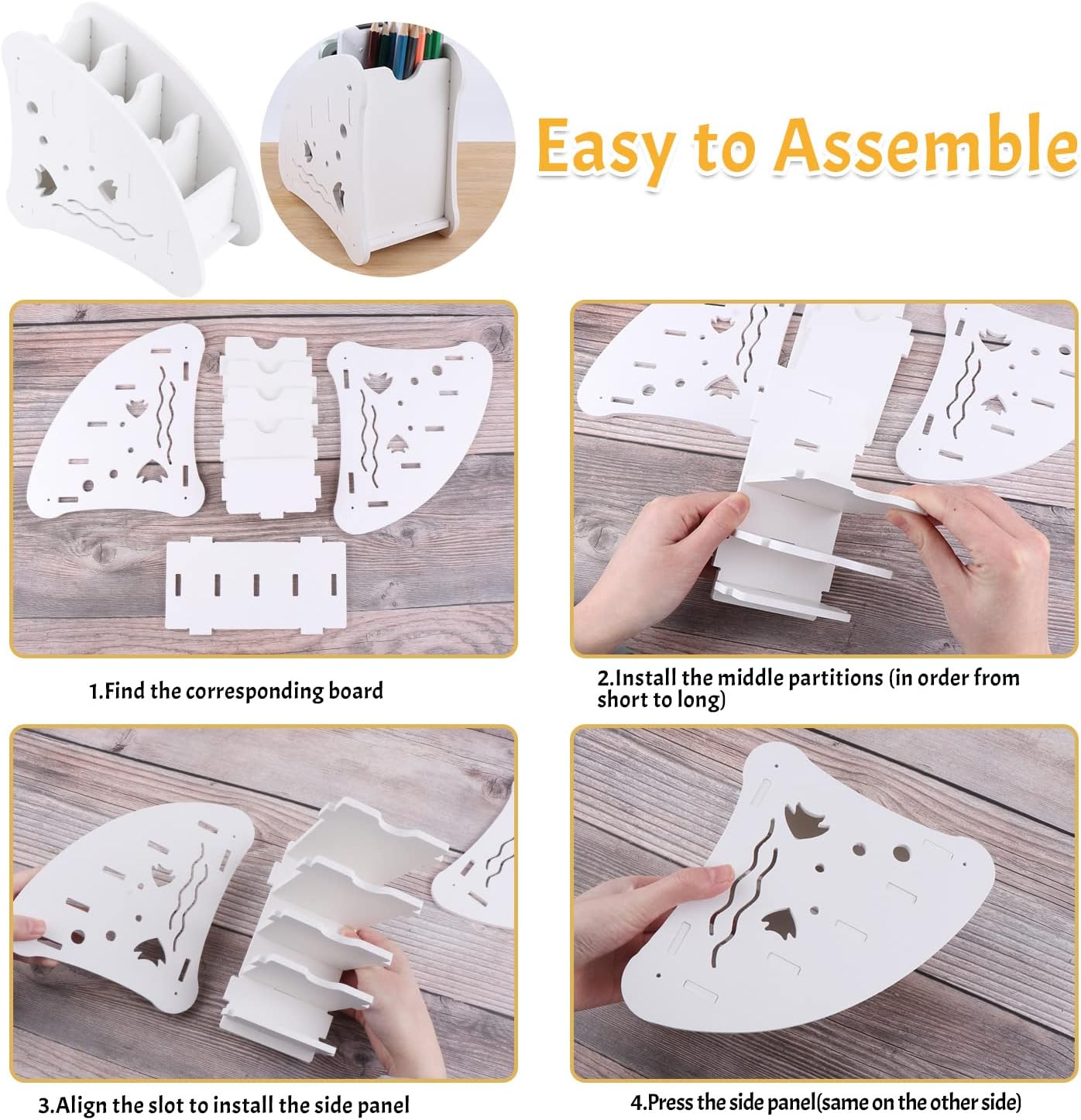 White Remote Control Holder with 4 Compartments, TV Remote Control Storage Box, Game Console, Mobile Phones, Pens, Office Supplies