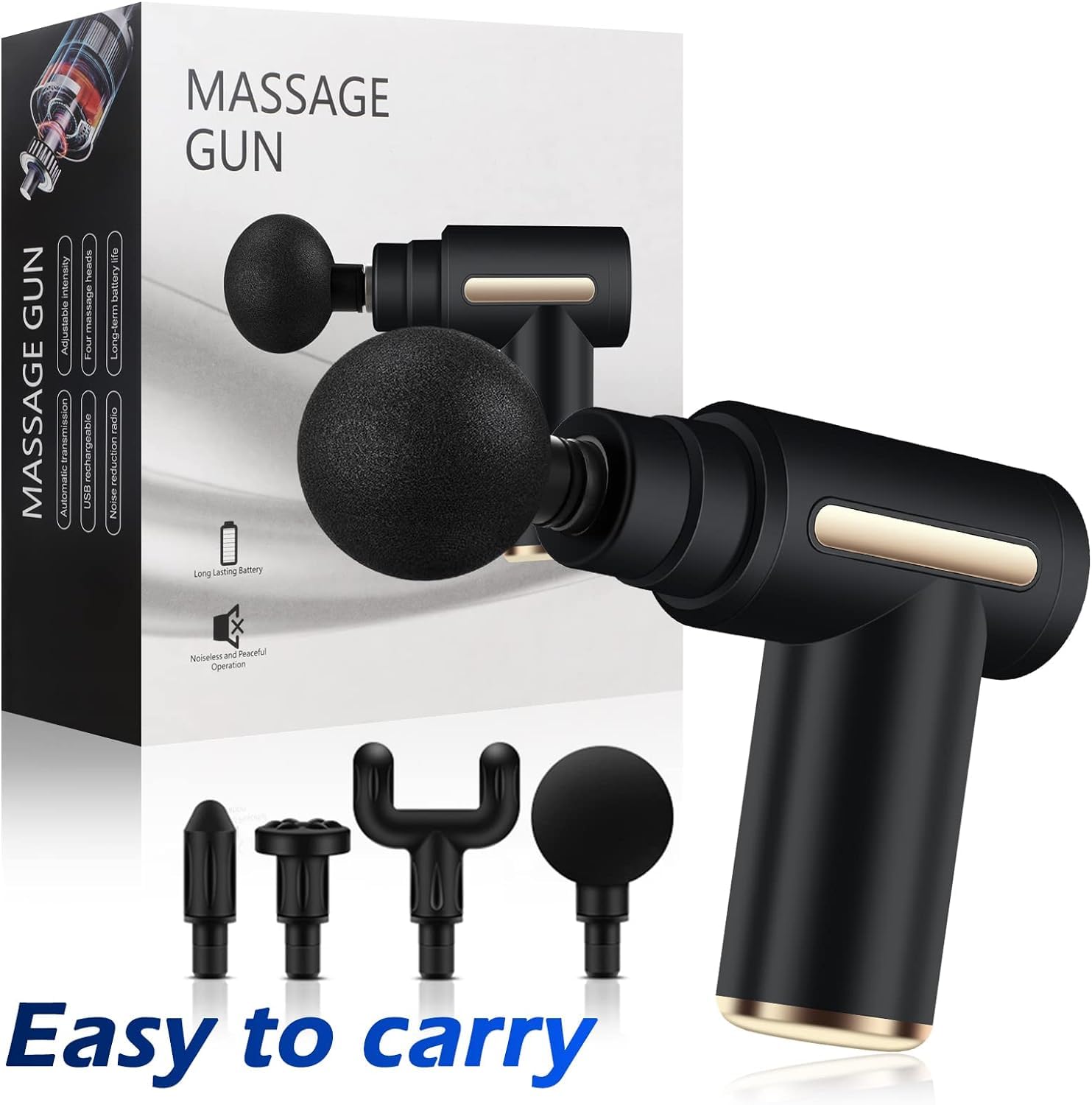 Deep Tissue Massage Gun | Rechargable Percussion Muscle Massager Machine for Full Body Pain Relief of Neck, Shoulder, Back, Foot for Men & Women