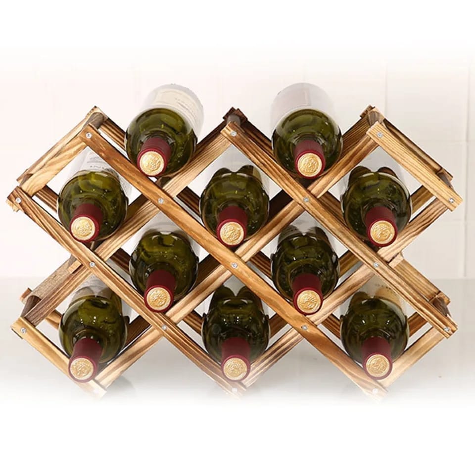 Foldable10 Slot wooden wine bottle rack