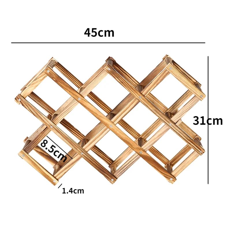 Foldable10 Slot wooden wine bottle rack
