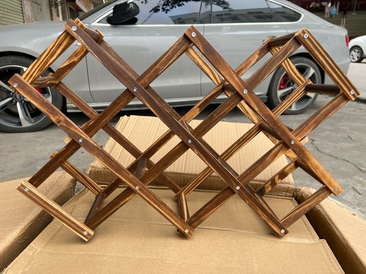 Foldable10 Slot wooden wine bottle rack
