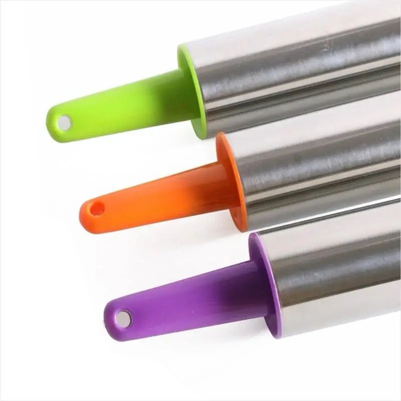 Stainless Steel Rolling Pin Non Stick Pastry Roller with Handles Baking Cookies Biscuit Fondant Cake Dough Engraved Roller