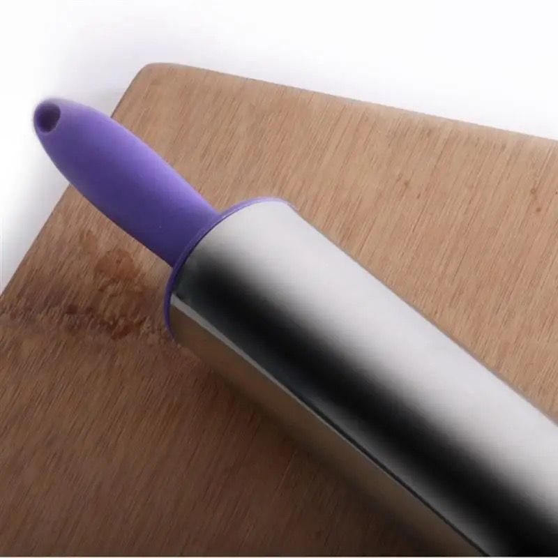 Stainless Steel Rolling Pin Non Stick Pastry Roller with Handles Baking Cookies Biscuit Fondant Cake Dough Engraved Roller