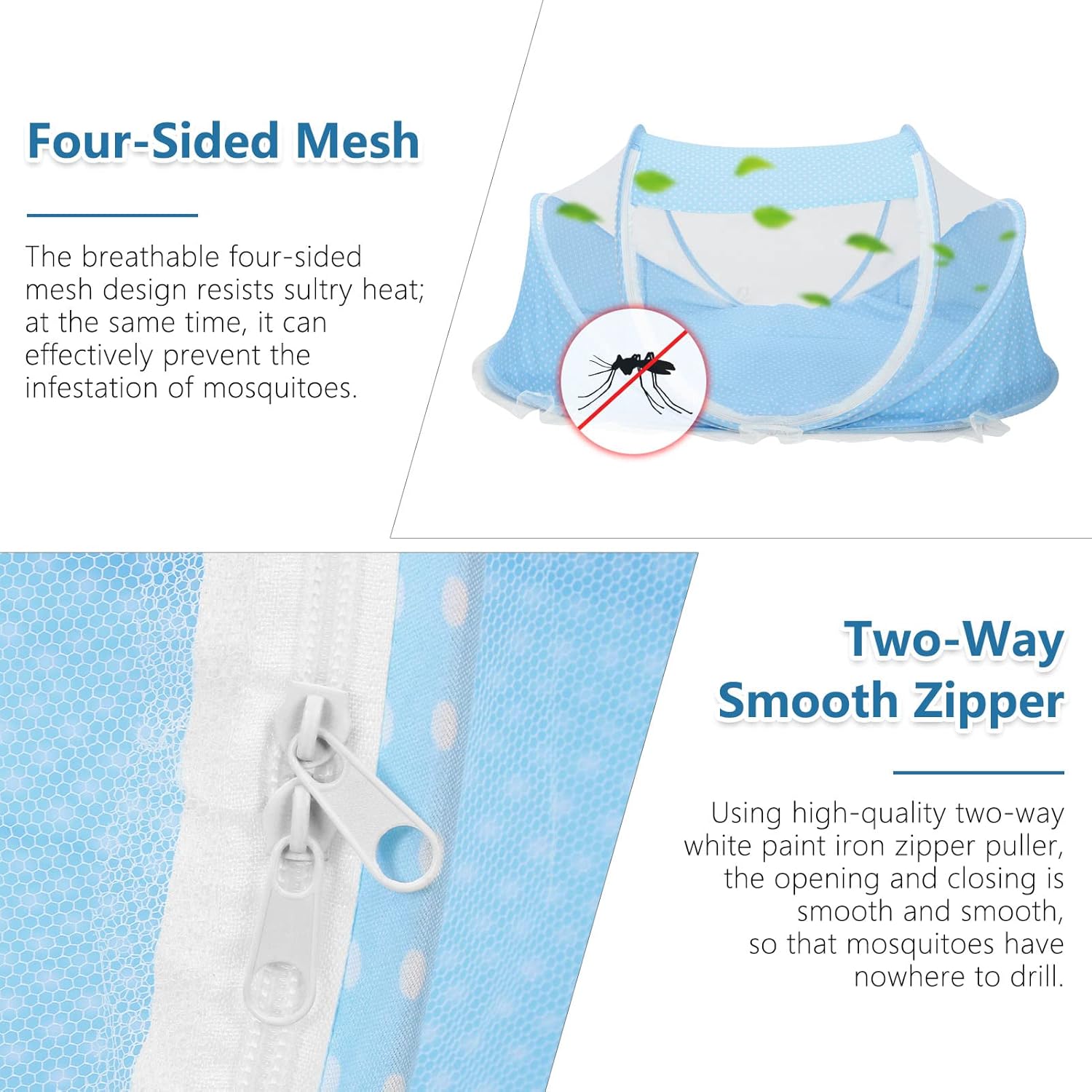 Baby Mosquito Net Portable Folding Universal Infant Mosquito Net with Mattress Pillow Kids Single Bed Cot Tent Crib for Indoor Outdoor Home Travel Camping