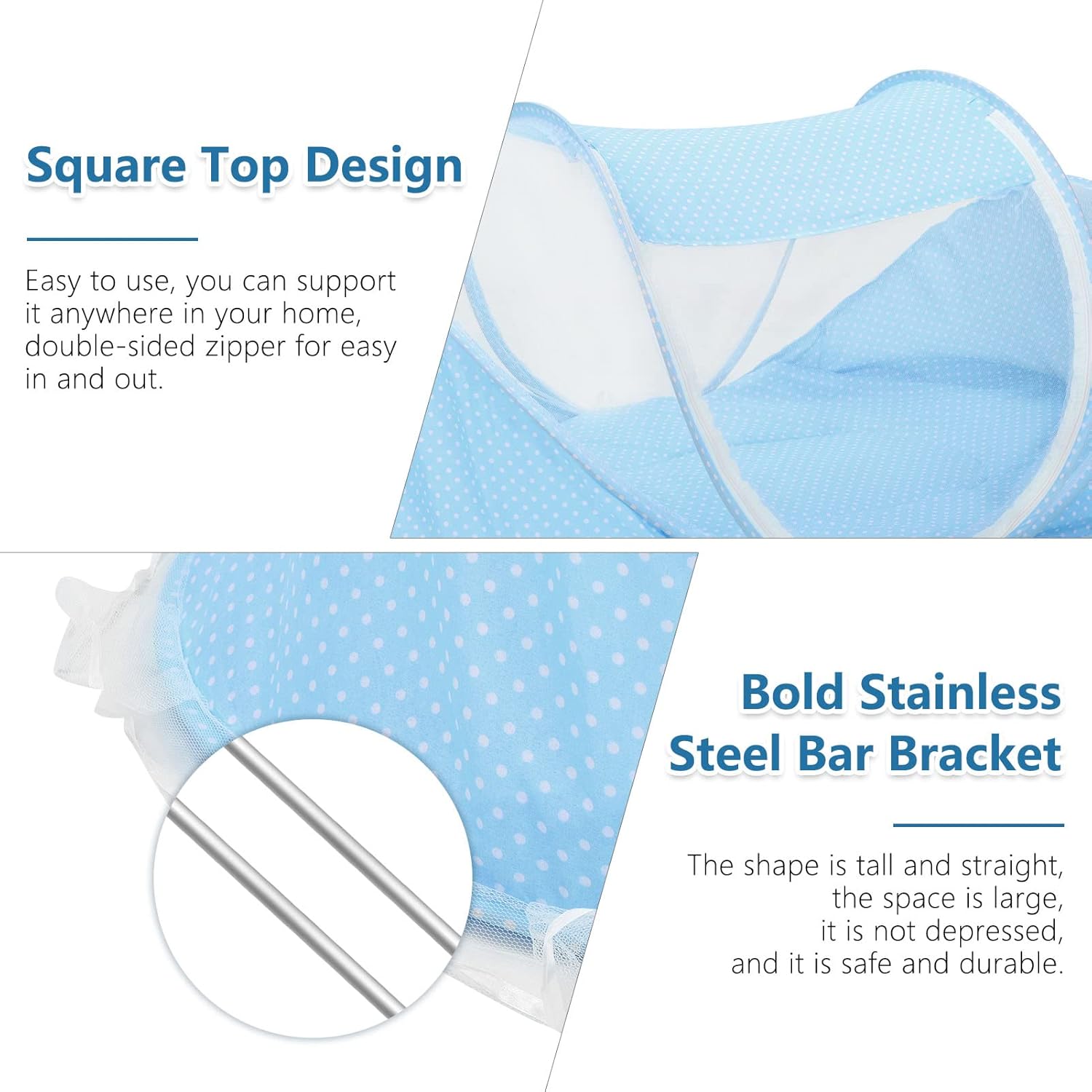 Baby Mosquito Net Portable Folding Universal Infant Mosquito Net with Mattress Pillow Kids Single Bed Cot Tent Crib for Indoor Outdoor Home Travel Camping