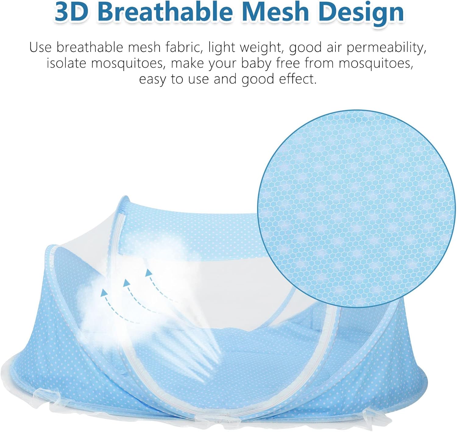 Baby Mosquito Net Portable Folding Universal Infant Mosquito Net with Mattress Pillow Kids Single Bed Cot Tent Crib for Indoor Outdoor Home Travel Camping