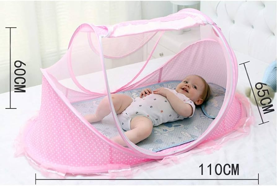 Baby Mosquito Net Portable Folding Universal Infant Mosquito Net with Mattress Pillow Kids Single Bed Cot Tent Crib for Indoor Outdoor Home Travel Camping