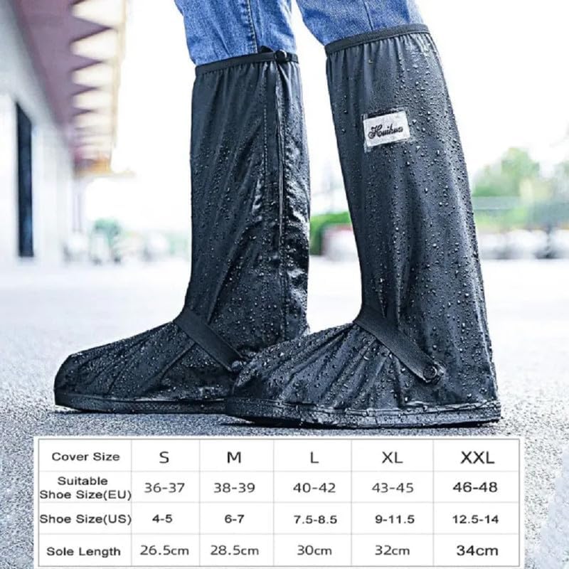 Professional Long Waterproof Shoe Covers for Men Waterproof Boot Covers Rain Shoe Covers Reusable & Foldable Motorcycle Cycling Bike Knee Boots Shoes Cover