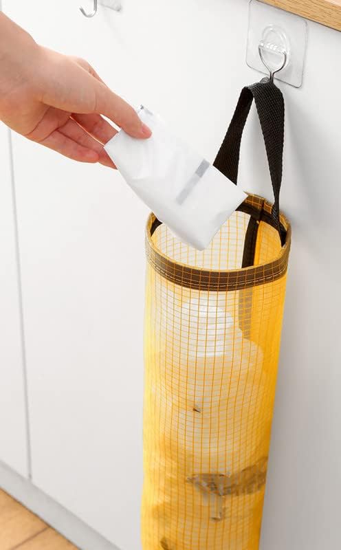 2 Pc's Plastic Bag Holder Foldable Breathable Hanging Trash Bags Organizer for grocery bags garbage bags for Home and Kitchen (PAck of 2,Multicolor)