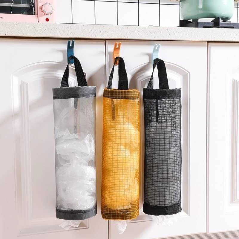 2 Pc's Plastic Bag Holder Foldable Breathable Hanging Trash Bags Organizer for grocery bags garbage bags for Home and Kitchen (PAck of 2,Multicolor)