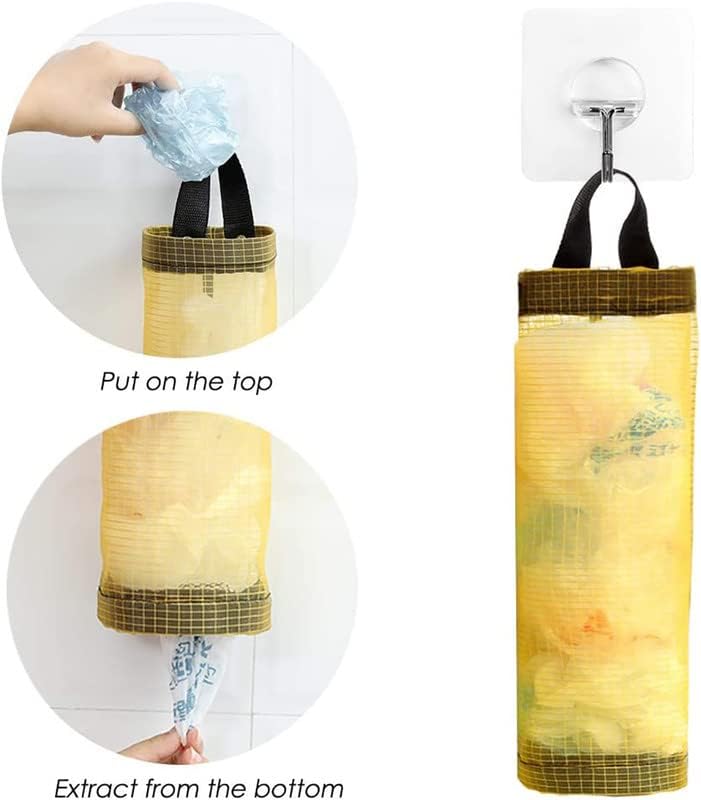 2 Pc's Plastic Bag Holder Foldable Breathable Hanging Trash Bags Organizer for grocery bags garbage bags for Home and Kitchen (PAck of 2,Multicolor)