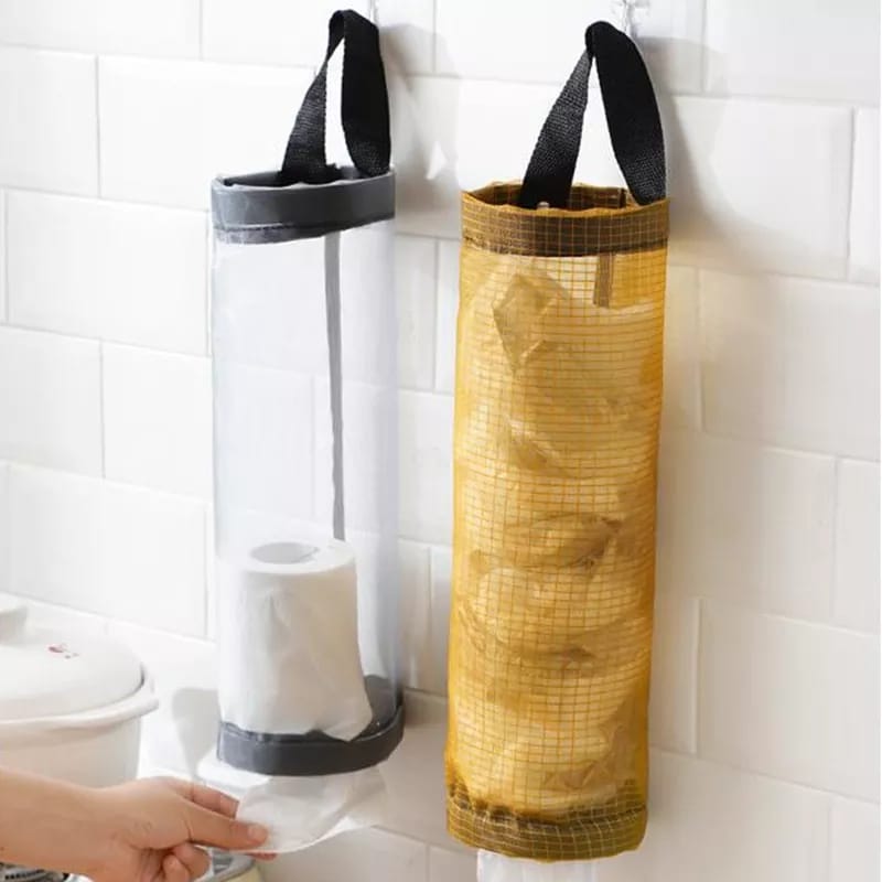 2 Pc's Plastic Bag Holder Foldable Breathable Hanging Trash Bags Organizer for grocery bags garbage bags for Home and Kitchen (PAck of 2,Multicolor)