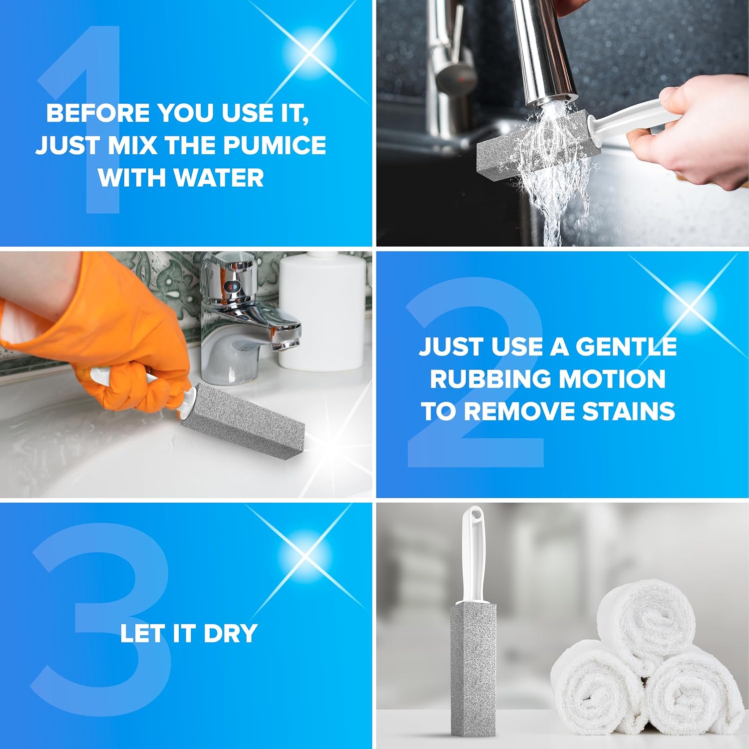 Pumice stone toilet scrabber, Pumice Cleaning Stone with Handle Toilet Bowl Cleaner Hard Water Ring Remover for Bath/Pool/Kitchen/Household Cleaning