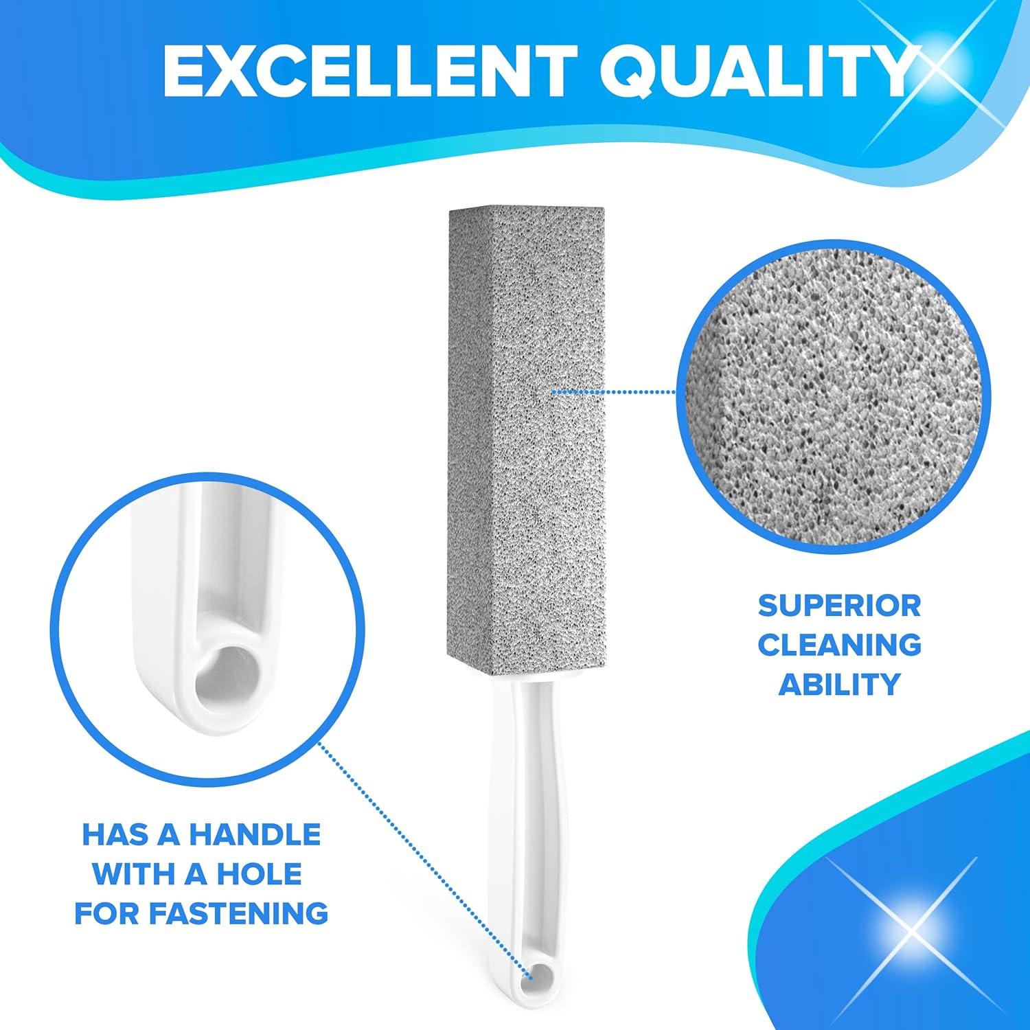 Pumice stone toilet scrabber, Pumice Cleaning Stone with Handle Toilet Bowl Cleaner Hard Water Ring Remover for Bath/Pool/Kitchen/Household Cleaning