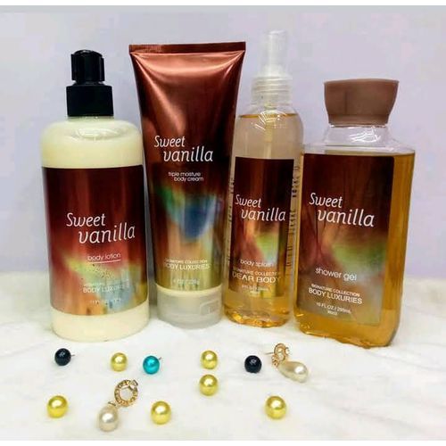 4 Pack Dear Body Sweet Vanilla Lotion, Shower Gel ,Body Splash & Cream Sweet Fresh Scent Keep Fresh Body Lotion Shower Gel Body Washes Body Washes 4 Pack  Body Luxuries