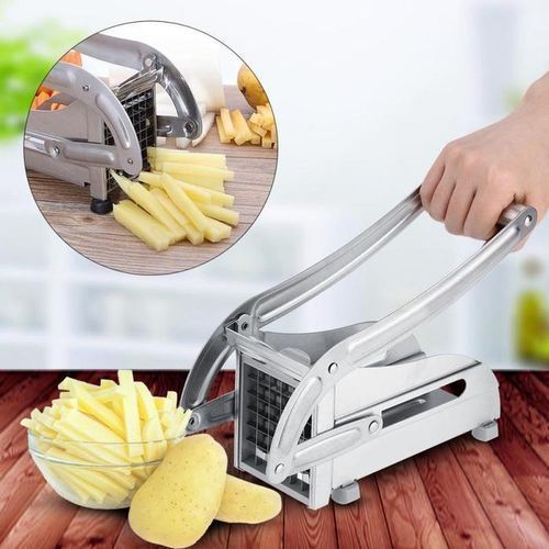 Stainless Steel French Fries Machine with 2 Blades Potato Chips Strip Cutting Cutter Maker Salad Vegetable & Potato Chipper