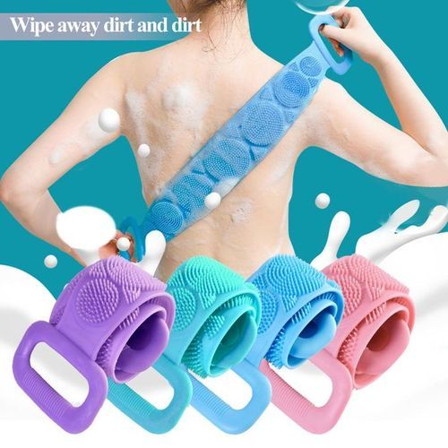 Silicone Body Scrubber Bath Brush Exfoliating Shower Brush Bath Belt Body Scrub Back Massage Brush Cleaning Strap Bathing Tools