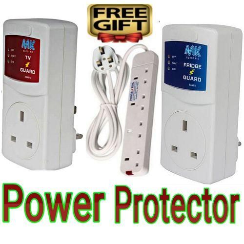 MK Durable Electronic TV Guard Surge Protector For Digital Smart Android Frameless TV + High Quality Fridge Guard + FREE 4 WAY Power Extension