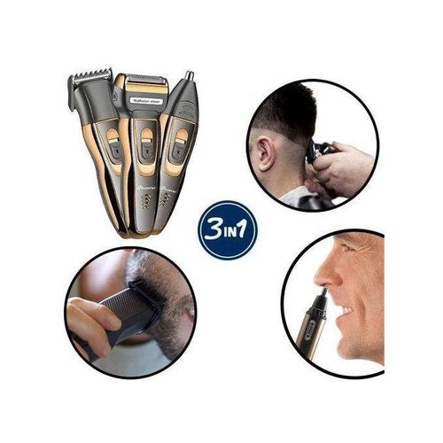 Geemy 3-in-1 Rechargeable Electric Shaving Machine – Hair, Beard, and Nose Trimmer for Men and Women