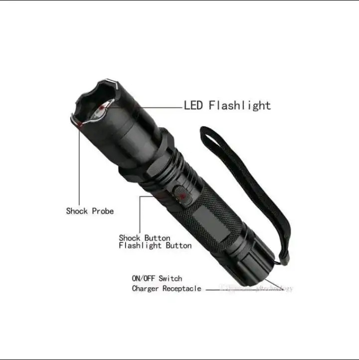 2-in-1 Rechargeable Self-Defense Stun Gun Torch – Electric Shock Device with Laser Pointer & Flashlight for Security Protection