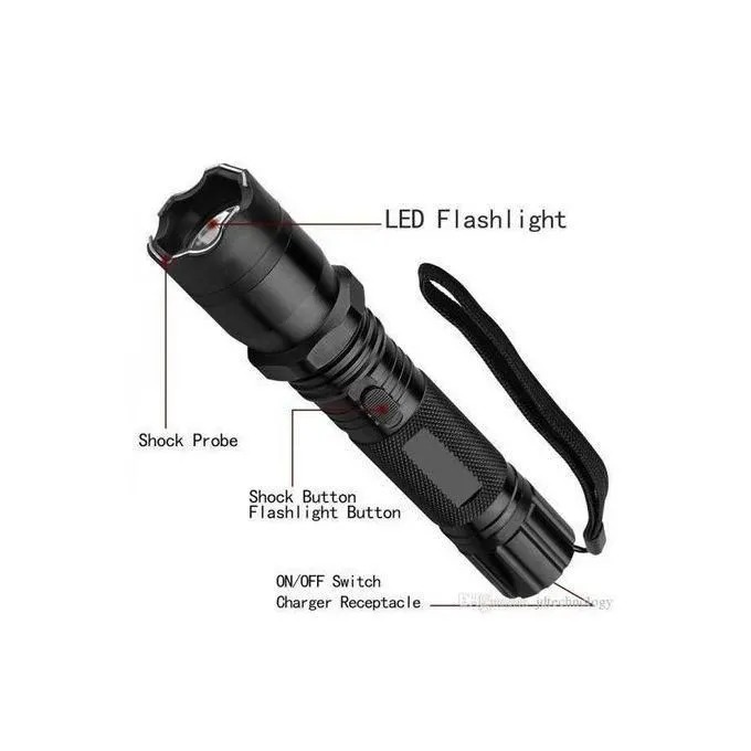 2-in-1 Rechargeable Self-Defense Stun Gun Torch – Electric Shock Device with Laser Pointer & Flashlight for Security Protection