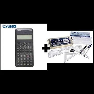 Casio Educational KNEC Approved Calculator Used In Kenya Curriculum Fx-82MS + Free Helix Oxford School Mathematical Set/Geometrical Set