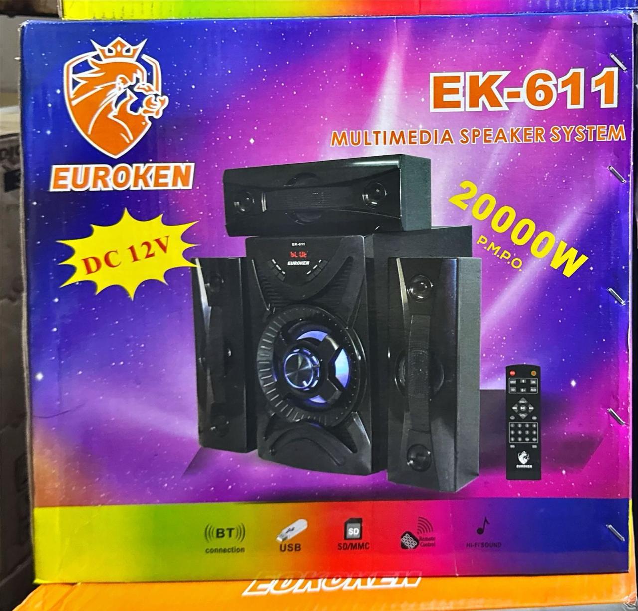 Euroken EK-611 3.1 CHANNEL HIGH QUALITY WOOFER SYSTEM PMPO 20000W & 3 SPEAKERS