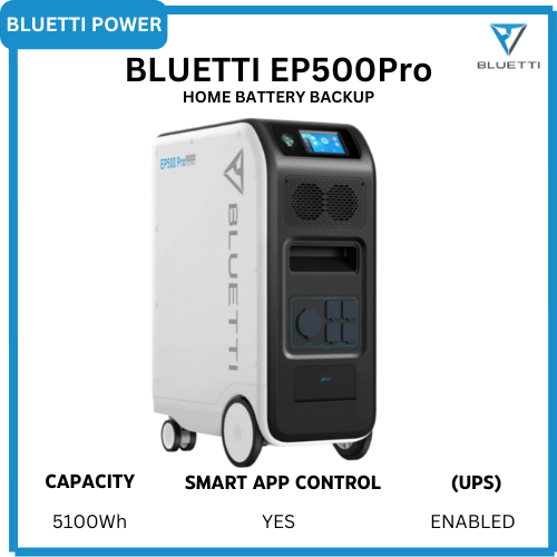 [Exclusive Deal] BLUETTI EP500Pro Home Battery Backup 5100Wh LiFePO4 Battery 3000W Pure Sine Wave Inverter UPS Function Solar and AC Charging for Home Emergency and Off Grid Power