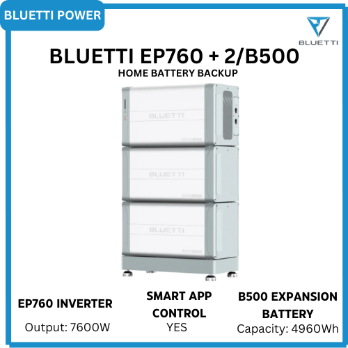 [Hot Deals] BLUETTI EP760 & 2×B500 Home Battery Backup 7600W Output 9920Wh Expandable LiFePO4 Battery Grid Tied and Off Grid Power Solution for Home and Emergency Backup