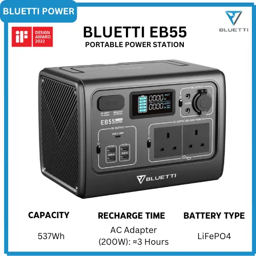 [Limited Time Offer] BLUETTI EB55 Portable Power Station 700W 537Wh Capacity  LiFePO4 Battery with 2,500+ Life Cycles to 80%