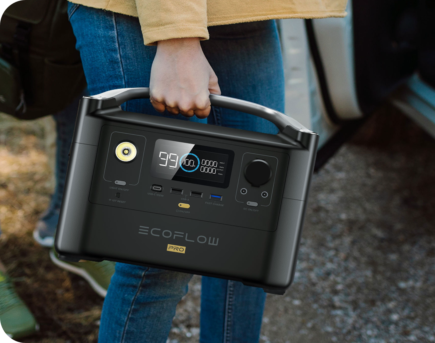 [Limited-Time Discount] EcoFlow RIVER Pro 720Wh Portable Power Station  LiFePO4  battery  AC, DC, USB-A, USB-C, car charging ports