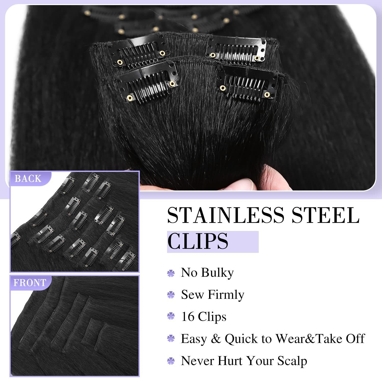 BestSeller 7 Pack Set Sythentic Hair 16 Clips Ins Hair Extension Yaki Kinky Straight Hair Wig Thick End Hair Wig