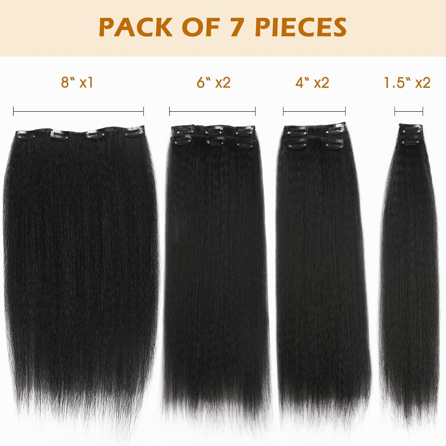 BestSeller 7 Pack Set Sythentic Hair 16 Clips Ins Hair Extension Yaki Kinky Straight Hair Wig Thick End Hair Wig
