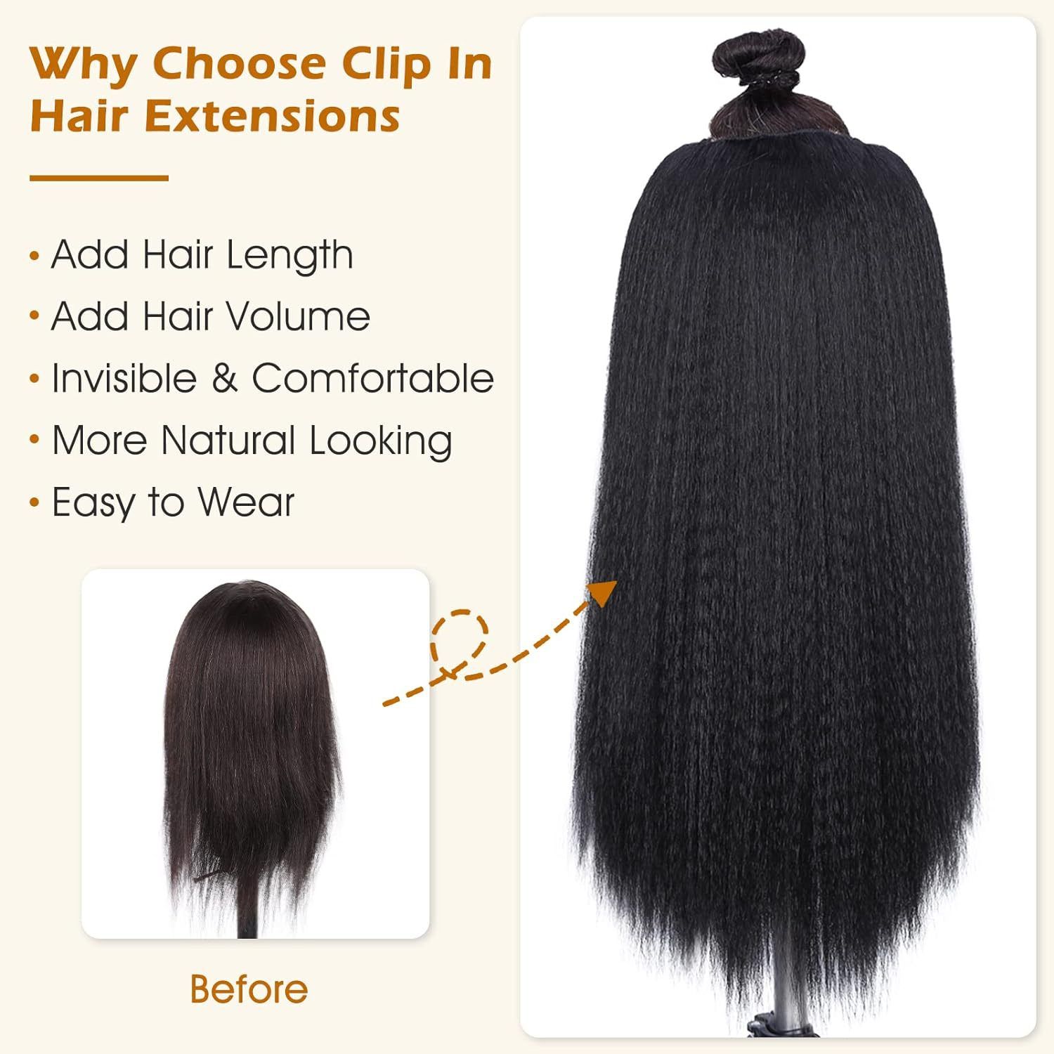 BestSeller 7 Pack Set Sythentic Hair 16 Clips Ins Hair Extension Yaki Kinky Straight Hair Wig Thick End Hair Wig