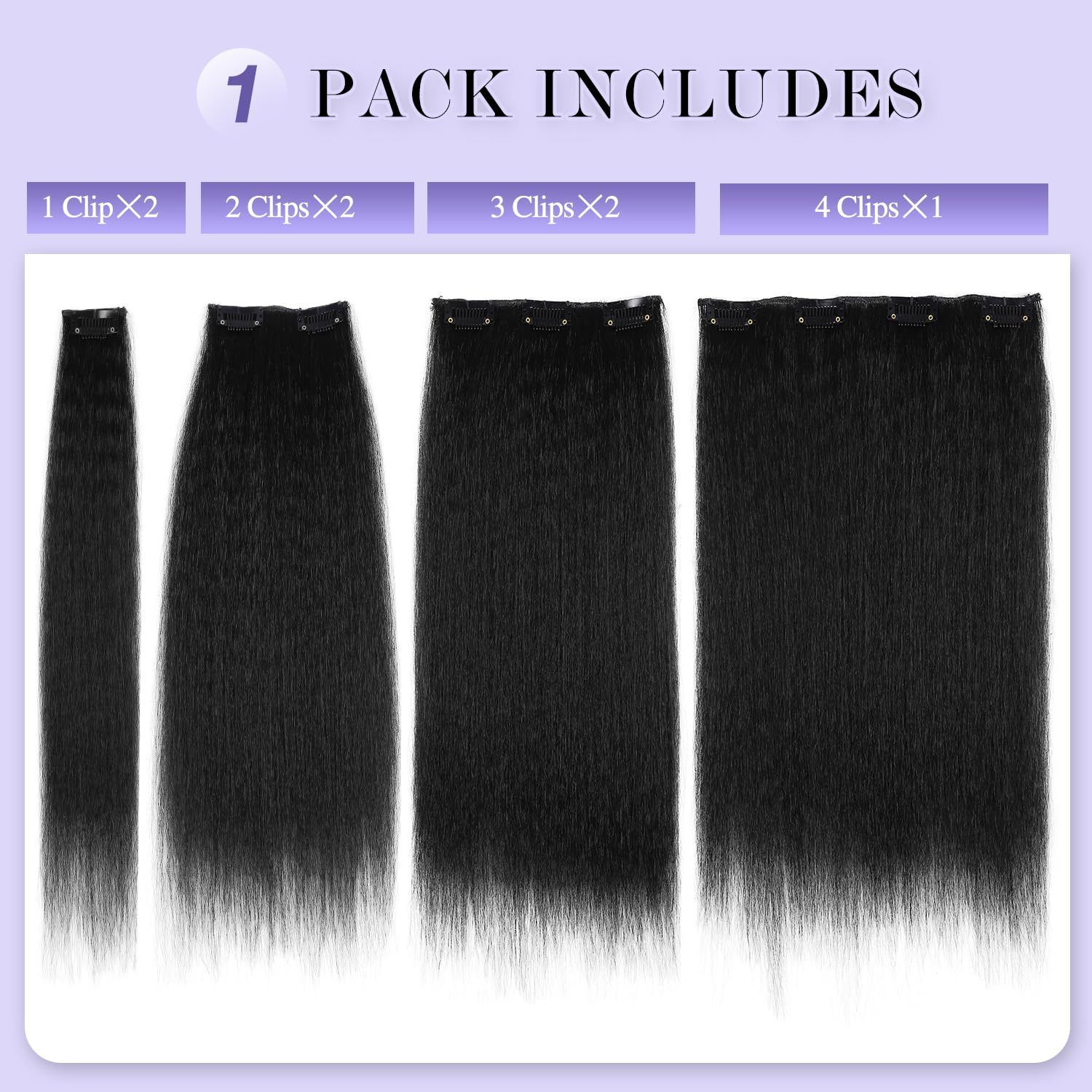 BestSeller 7 Pack Set Sythentic Hair 16 Clips Ins Hair Extension Yaki Kinky Straight Hair Wig Thick End Hair Wig