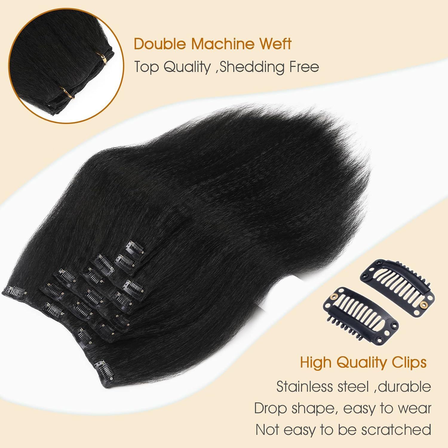 BestSeller 7 Pack Set Sythentic Hair 16 Clips Ins Hair Extension Yaki Kinky Straight Hair Wig Thick End Hair Wig