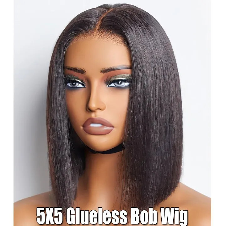 5*5 Lace Front Wig 10 Inch Bob Wig Glueless Wigs Vietnam Hair Bone Straight human hair wig