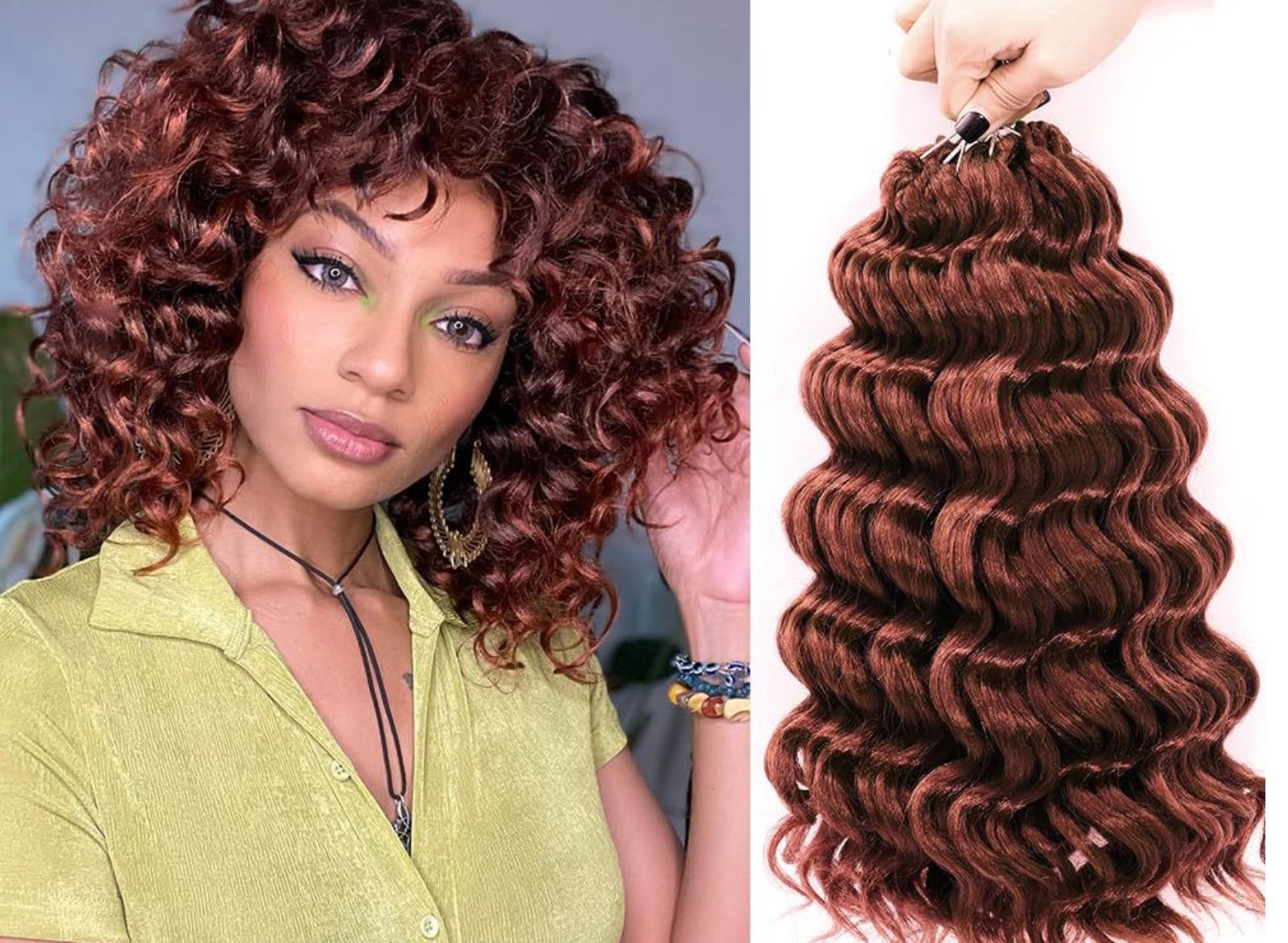 8" 14" short  hair Africa Ocean Wave curly synthetic hair wig extension dreadlocks hair