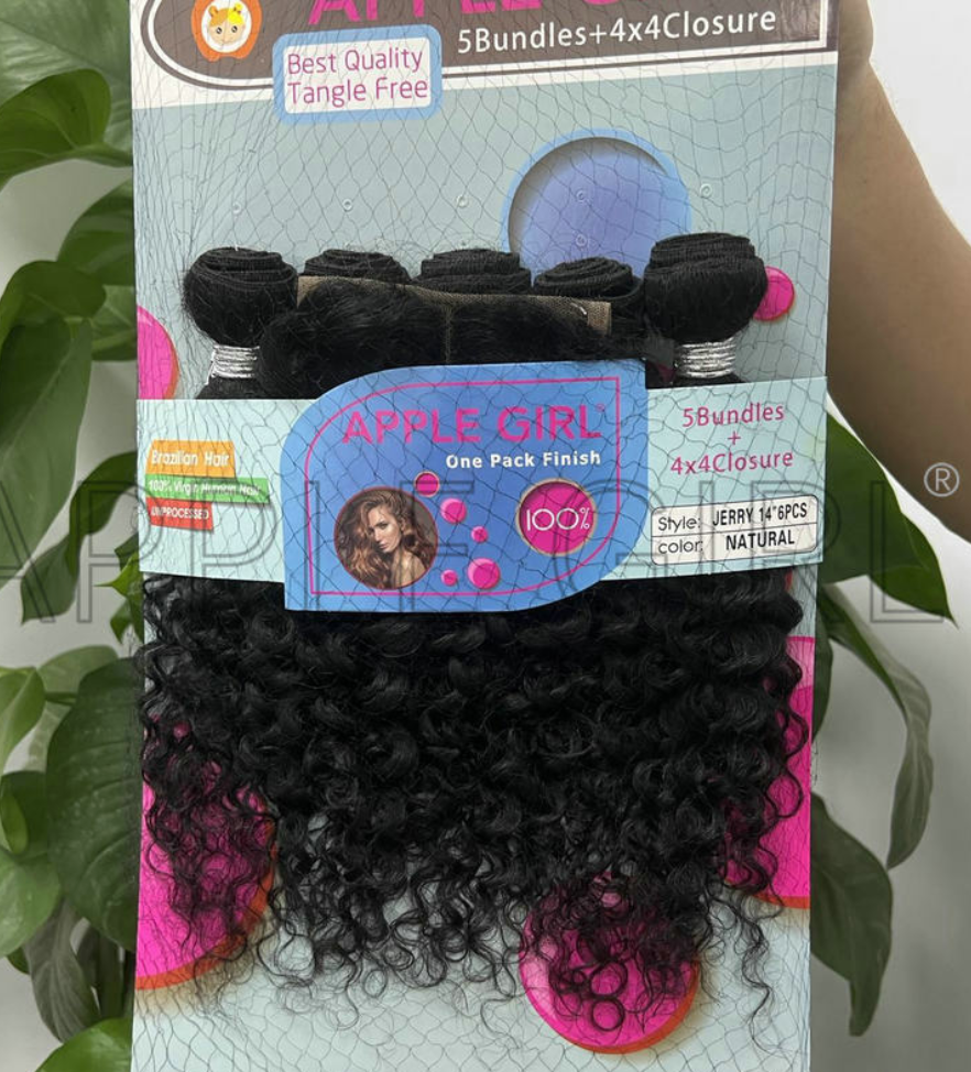 100% real human hair bundles with 4*4 lace closure 5pcs bundle+4*4 closure set straight body wave kinky curly jerry curly hair bundles