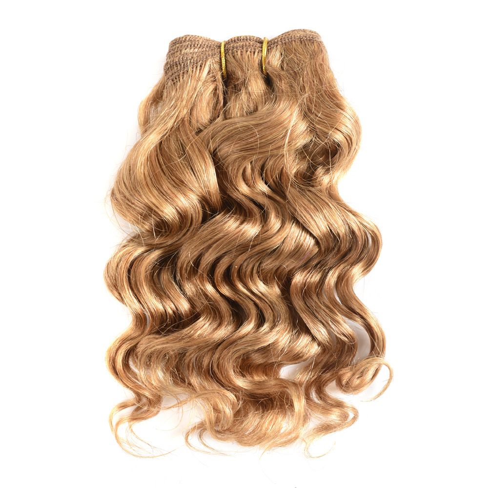 100% real human hair weaves 7pcs set short hair bundles curly body wave hair extension