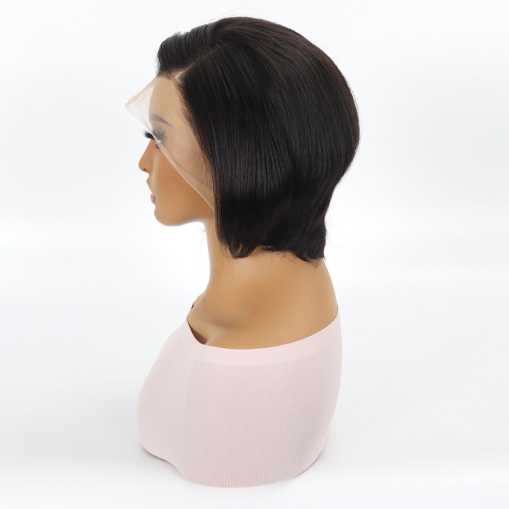 Fashion Real Human Hair Wig Pixie Cut Wig 13*4 Swiss Lace Frontal Wig