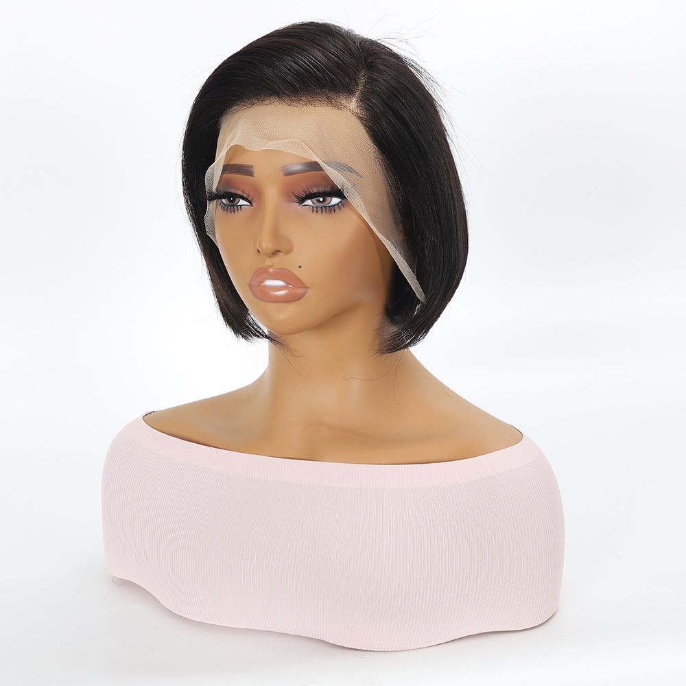Fashion Real Human Hair Wig Pixie Cut Wig 13*4 Swiss Lace Frontal Wig