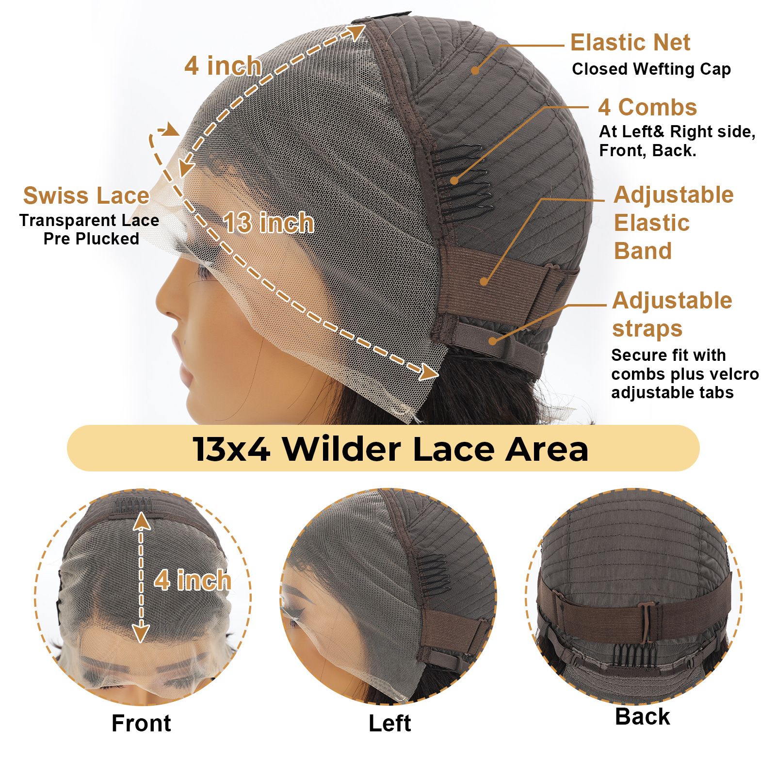 Fashion Real Human Hair Wig Pixie Cut Wig 13*4 Swiss Lace Frontal Wig