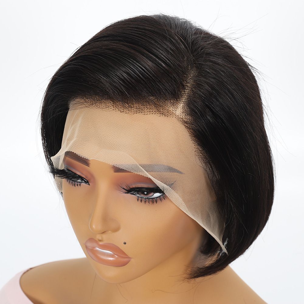 Fashion Real Human Hair Wig Pixie Cut Wig 13*4 Swiss Lace Frontal Wig