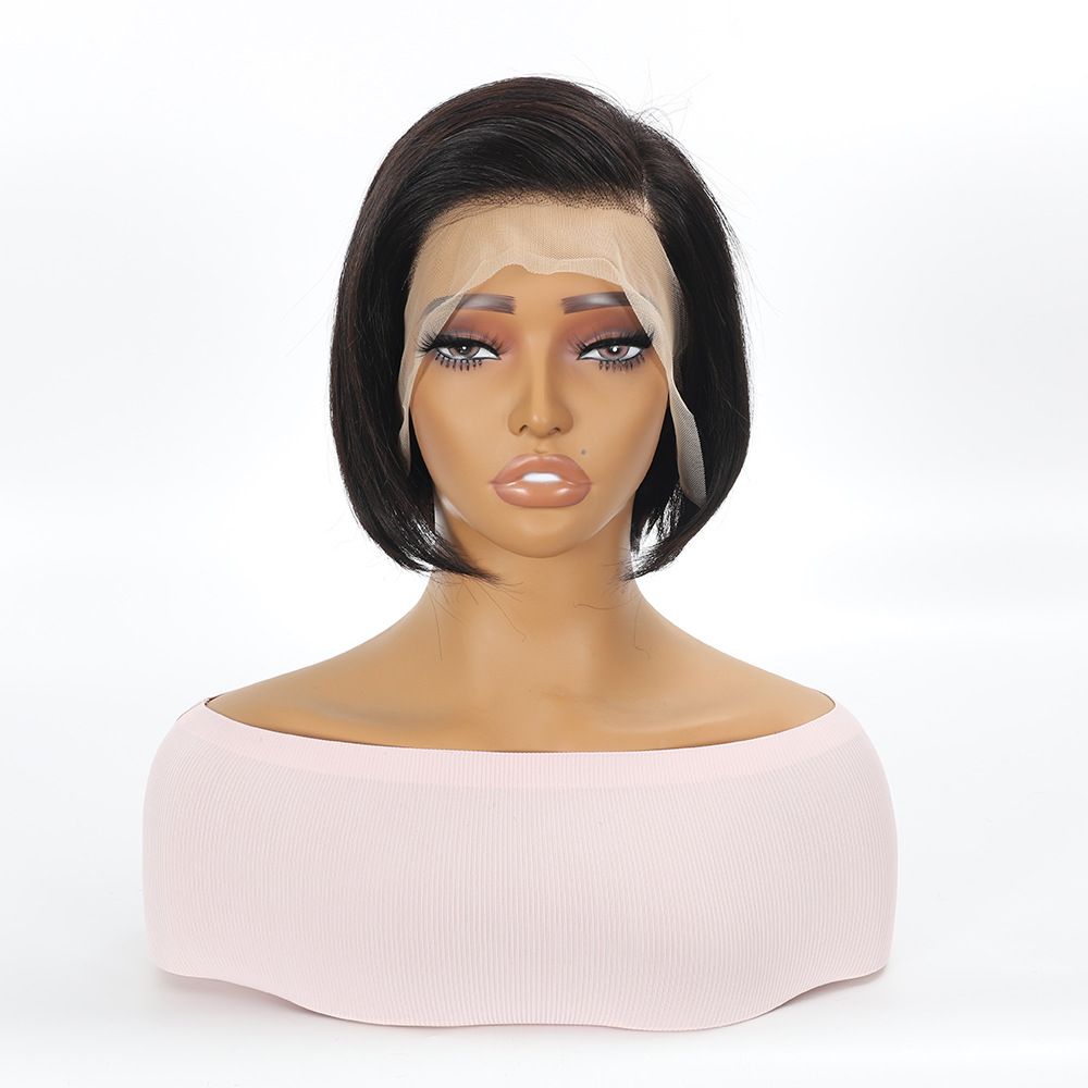 Fashion Real Human Hair Wig Pixie Cut Wig 13*4 Swiss Lace Frontal Wig
