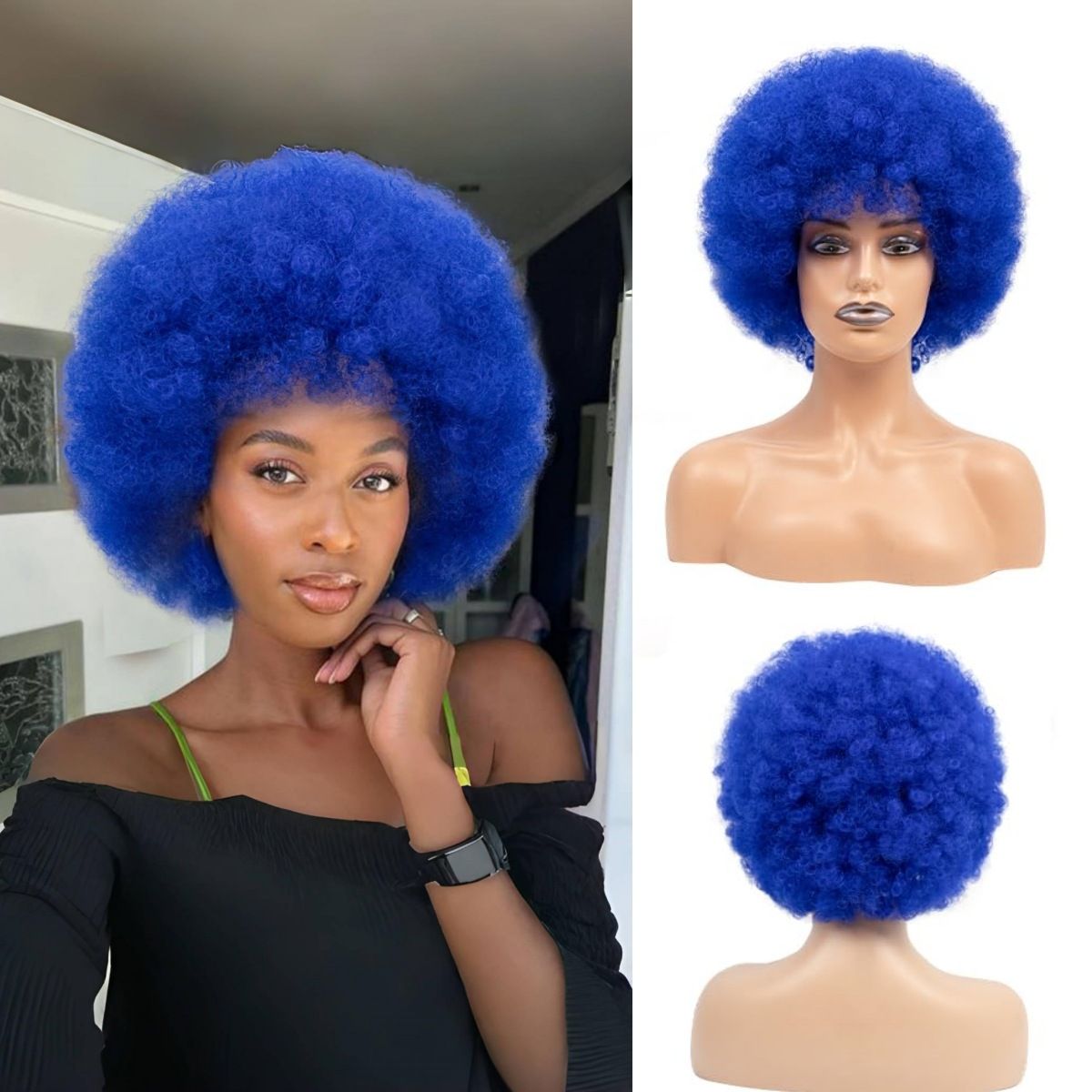 Africa sythentic hair wig curly short hair explode hair wig 10" short hair wig